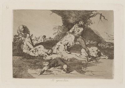 Se aprovechan (Ze maken er gebruik van), pl. 16 uit de serie Los desastres de la guerra (De rampen van de oorlog) door Francisco de Goya