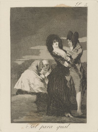 Twee van een Soort, pl. 5 uit de serie Los caprichos door Francisco de Goya