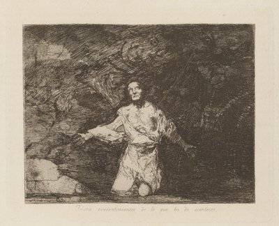 Trieste voorgevoelens van wat er gaat gebeuren door Francisco de Goya