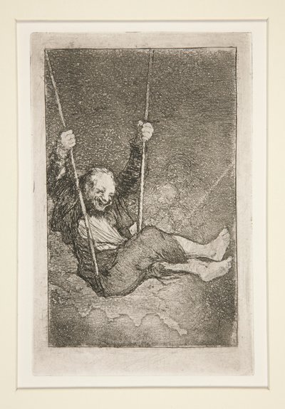 Oude man op een schommel door Francisco de Goya
