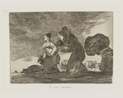 Y esto tambien. (En Dit Ook.), pl. 45 uit de serie Los desastres de la guerra (De Rampen van de Oorlog) door Francisco de Goya