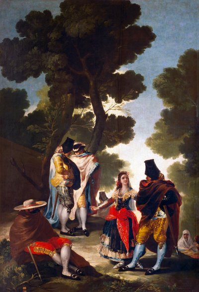 Een Maja en Galanten door Francisco de Goya