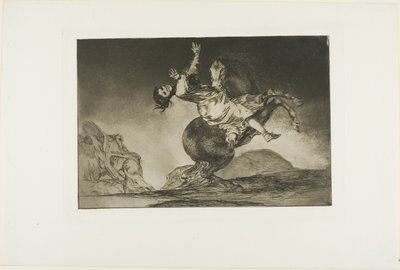 Een Vrouw en een Paard, Laat Iemand Anders Ze Beheersen, plaat tien uit Los Proverbios door Francisco Jose de Goya y Lucientes