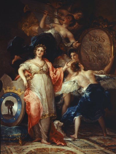 Allegorie van de Stad Madrid (Spanje) - Olie op doek door Francisco de Goya