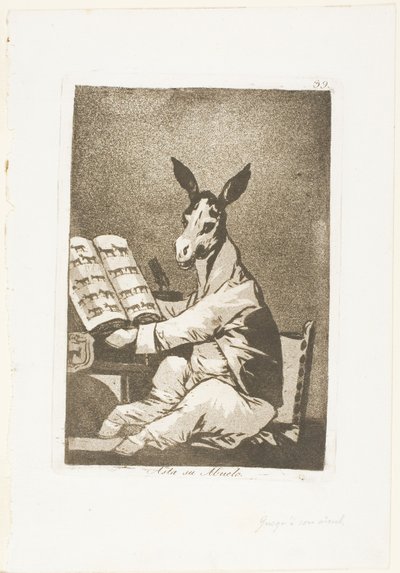 En Zo Was Zijn Grootvader, plaat 39 uit Los Caprichos door Francisco Jose de Goya y Lucientes
