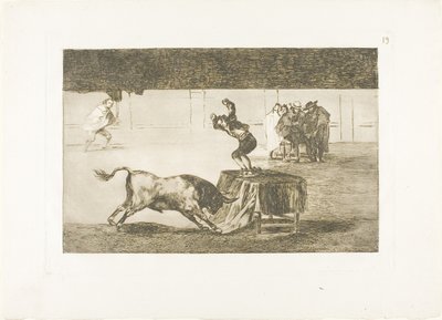 Nog een waanzin van hem in dezelfde ring, plaat 19 uit De kunst van het stierenvechten door Francisco Jose de Goya y Lucientes