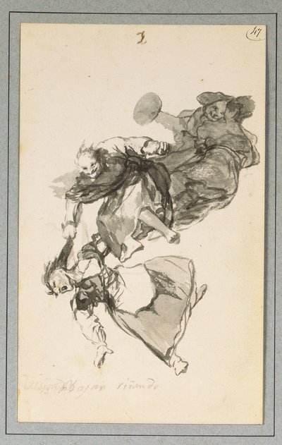 Bajan riñendo, of Ze gaan ruziënd naar beneden door Francisco de Goya