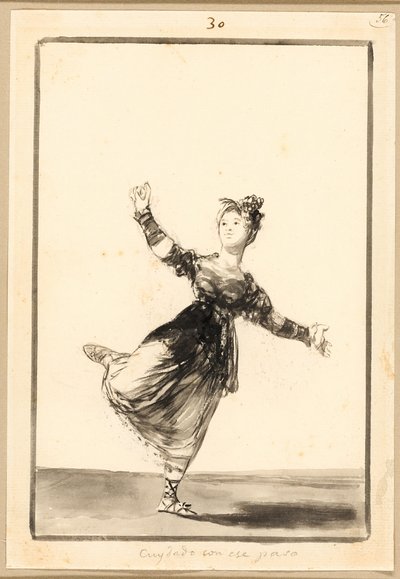 Voorzichtig met die stap! door Francisco Jose de Goya y Lucientes