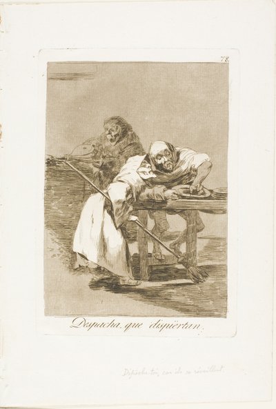 Wees snel, Ze Wakker Worden, plaat 78 uit Los Caprichos door Francisco Jose de Goya y Lucientes