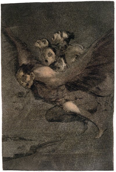 Buen Viage (Goede reis). Vleugelmonsters. c.1802 (gravure) door Francisco Jose de Goya y Lucientes