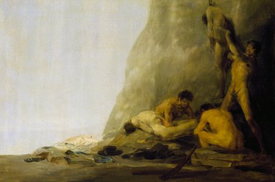 Kannibalen bereiden hun slachtoffers voor, of De lichamen van Jean de Brebeuf en Gabriel Lallemant worden gevild door de Iroquois in 1649, ca 1800-08 (olieverf op paneel) door Francisco Jose de Goya y Lucientes