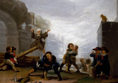 Kinderen vechten en spelen op een wip door Francisco Jose de Goya y Lucientes