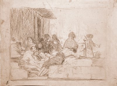 De rampen van de oorlog: Vergeefse klachten (voorbereidende tekening) door Francisco de Goya