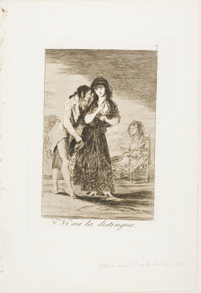 Zelfs zo kan hij haar niet begrijpen, plaat zeven uit Los Caprichos door Francisco Jose de Goya y Lucientes