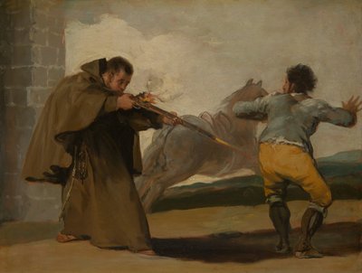Broeder Pedro schiet El Maragato neer terwijl zijn paard wegrent door Francisco Jose de Goya y Lucientes