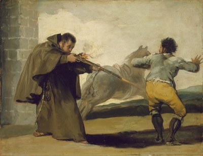 Broeder Pedro schiet El Maragato terwijl zijn paard wegrent, ca. 1806 door Francisco de Goya
