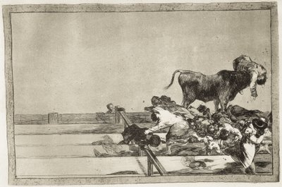 Vreselijke gebeurtenissen in de eerste rijen van de arena in Madrid en de dood van de burgemeester van Torrejon in 1801. 1816. Plaat 21 van 
