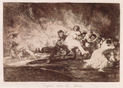 GOYA Y LUCIENTES, Francisco de (1746-1828). Ze ontsnappen door de vlammen. 1810-1812. Plaat 47 van 