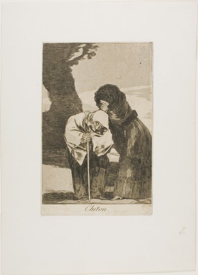 Stilte, plaat 28 uit Los Caprichos door Francisco Jose de Goya y Lucientes