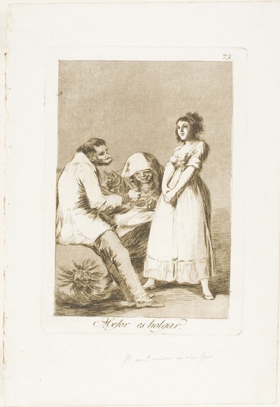 Het is beter om lui te zijn, plaat 73 uit Los Caprichos door Francisco Jose de Goya y Lucientes