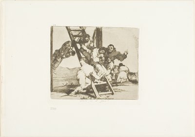 Het is een moeilijke stap!, plaat 14 uit De oorlogsrampen door Francisco Jose de Goya y Lucientes