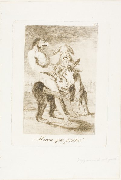 Kijk hoe plechtig ze zijn!, plaat 63 uit Los Caprichos door Francisco Jose de Goya y Lucientes