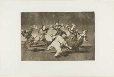 Vrolijke Dwaasheid, uit Disparates, gepubliceerd als plaat 12 in Los Proverbios door Francisco Jose de Goya y Lucientes