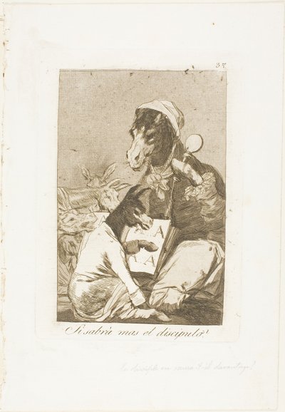 Zou de leerling niet meer kunnen weten?, plaat 37 uit Los Caprichos door Francisco Jose de Goya y Lucientes