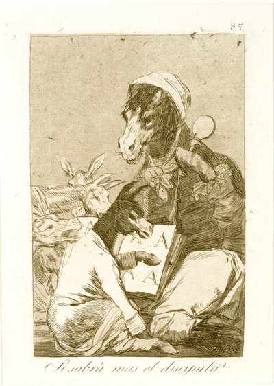 Zou de leerling meer weten? Uit Los Caprichos, voor het eerst gepubliceerd 1799 door Francisco de Goya