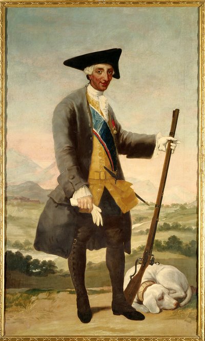 Portret van Karel III als jager door Francisco de Goya