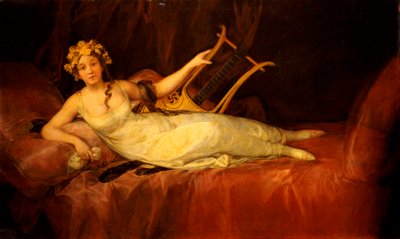 Portret van de 10e Marquesa de Santa Cruz als de Muze, Euterpe, 1805 door Francisco de Goya