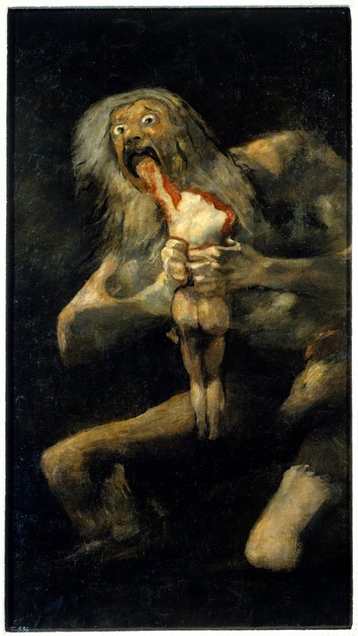 Saturnus verslindt zijn zoon door Francisco Jose de Goya y Lucientes