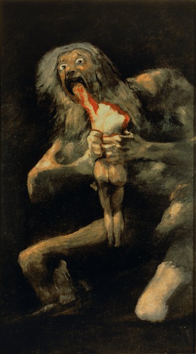 Saturnus die een van zijn Zonen Verslindt door Francisco de Goya