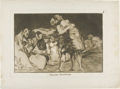 Zij die slecht getrouwd is, mist nooit een kans om het te zeggen, plaat zeven uit Los Proverbios door Francisco Jose de Goya y Lucientes