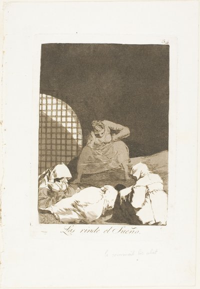 De slaap overmant hen, plaat 34 uit Los Caprichos door Francisco Jose de Goya y Lucientes
