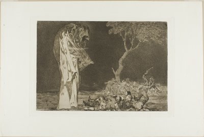 Soldaten Geschrokken door een Spook, uit Disparates, gepubliceerd als plaat 2 in Los Proverbios door Francisco Jose de Goya y Lucientes