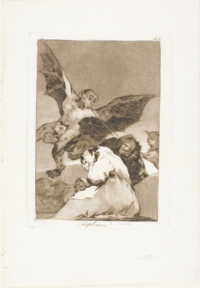 Roddelaars - Windvlagen, plaat 48 uit Los Caprichos door Francisco Jose de Goya y Lucientes