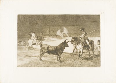 De beroemde picador, Fernando del Toro, lokt het woeste beest met zijn piek, plaat 27 uit De kunst van het stierenvechten door Francisco Jose de Goya y Lucientes