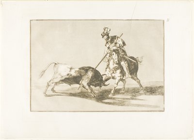 De Cid Campeador die een andere stier spiest, plaat elf uit De Kunst van het Stierenvechten door Francisco Jose de Goya y Lucientes