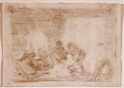 De rampen van de oorlog: Een man getuige van de verkrachting van zijn vrouw door Francisco de Goya