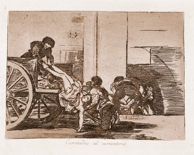 De rampen van de oorlog: Ladingen naar de begraafplaats door Francisco de Goya