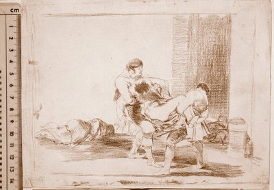 De rampen van de oorlog: Op het kerkhof (voorbereidende tekening) door Francisco de Goya