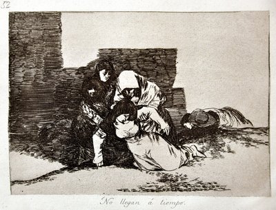 De Rampen van de Oorlog: No Llegan a Tiempo (Ze Komen Te Laat) door Francisco Jose de Goya y Lucientes