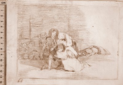 De rampen van de oorlog: Ze komen niet op tijd (voorbereidende tekening) door Francisco de Goya