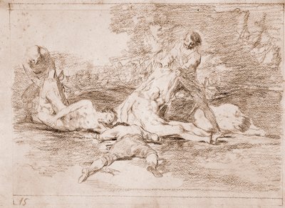 De rampen van de oorlog: Ze maken er gebruik van (voorbereidende tekening) door Francisco de Goya
