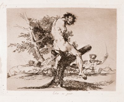 De rampen van de oorlog: Dit is erger (gravure uit de voorbereidende tekening) door Francisco de Goya
