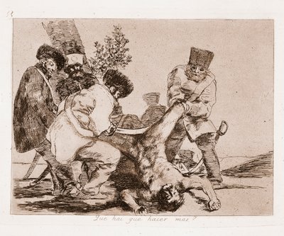 De rampen van de oorlog: Wat kunnen we anders doen? (Gravure naar tekening) door Francisco de Goya