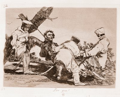 De rampen van de oorlog: Waarom (ets van voorbereidende tekening) door Francisco de Goya