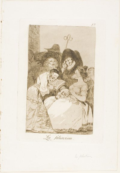 De filiatie, plaat 57 uit Los Caprichos door Francisco Jose de Goya y Lucientes