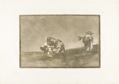 Dezelfde man gooit een stier in de ring in Madrid, plaat 16 uit De kunst van het stierenvechten door Francisco Jose de Goya y Lucientes